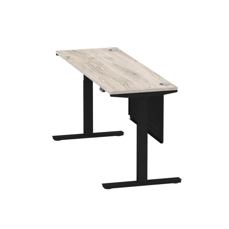 Breeze Height Adjustable Slimline Desk With Cable Ports With Steel Modesty Panel - Image 302