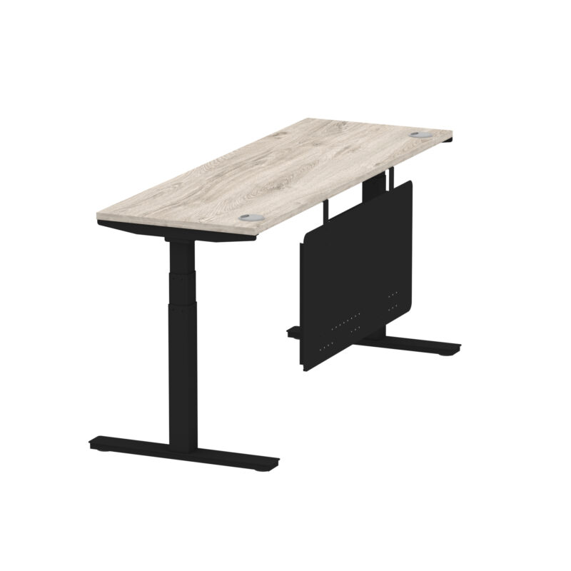 Breeze Height Adjustable Slimline Desk With Cable Ports With Steel Modesty Panel - Image 303