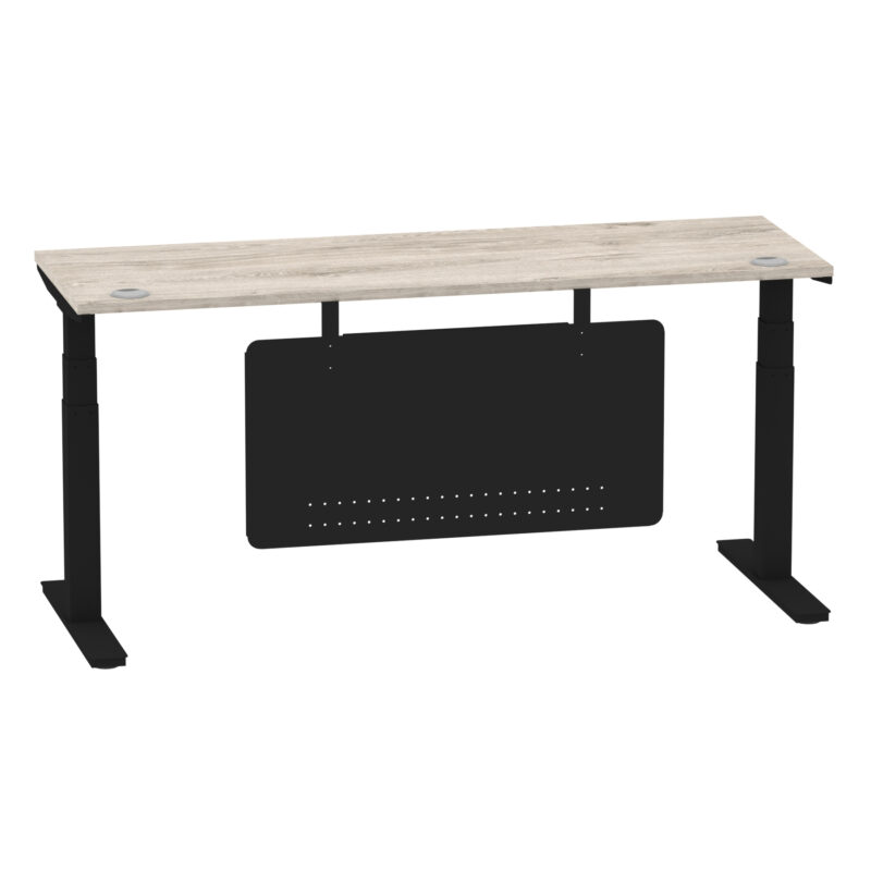 Breeze Height Adjustable Slimline Desk With Cable Ports With Steel Modesty Panel - Image 304