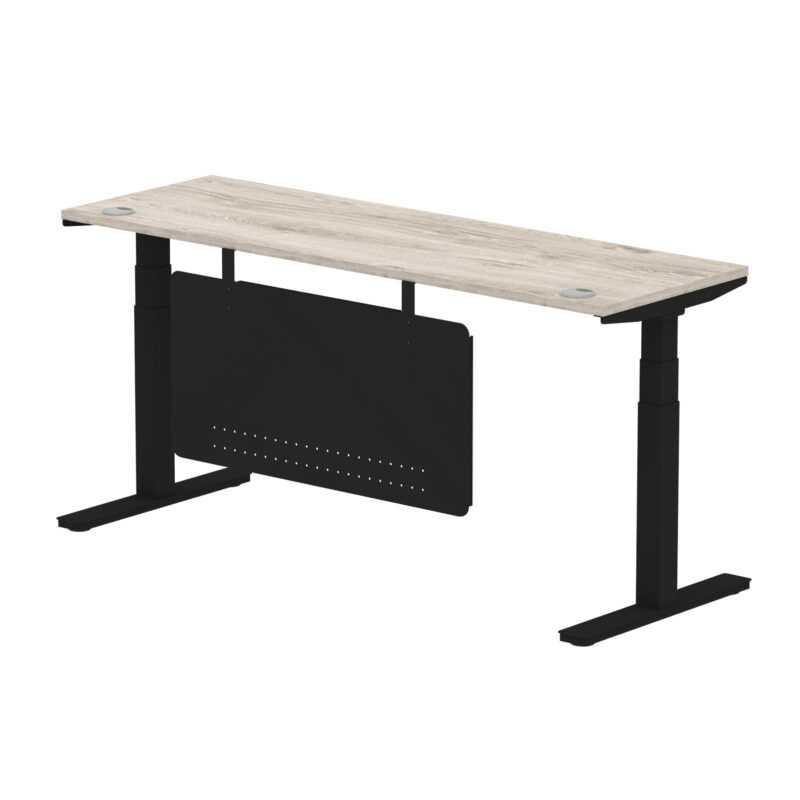 Breeze Height Adjustable Slimline Desk With Cable Ports With Steel Modesty Panel - Image 305