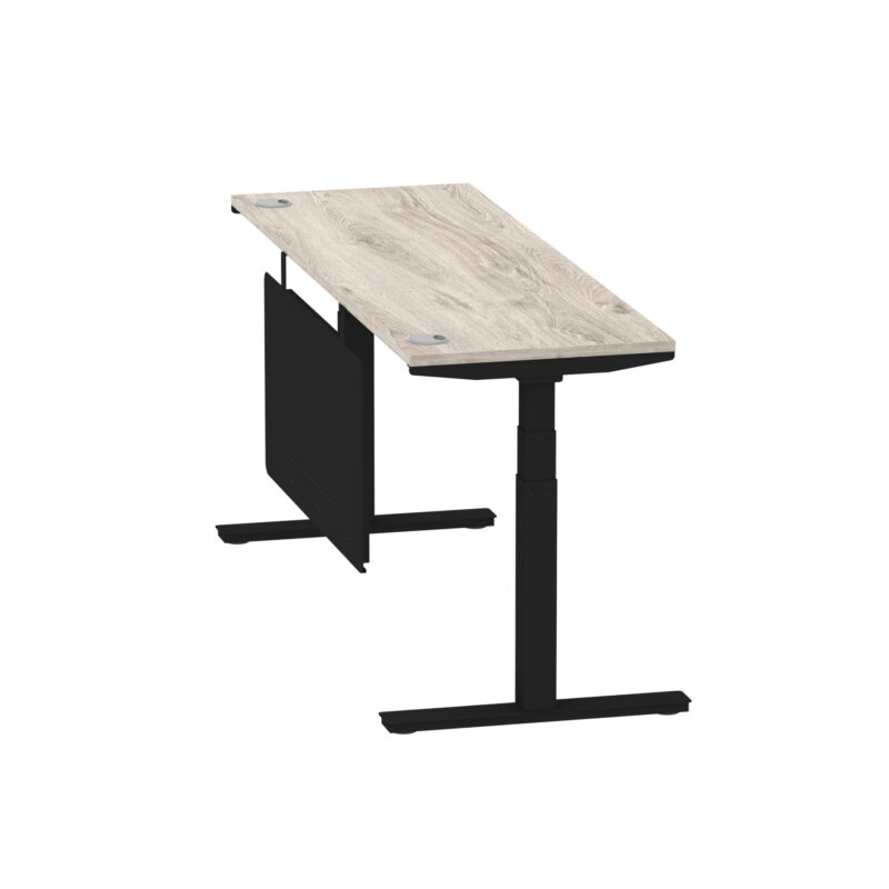 Breeze Height Adjustable Slimline Desk With Cable Ports With Steel Modesty Panel - Image 306