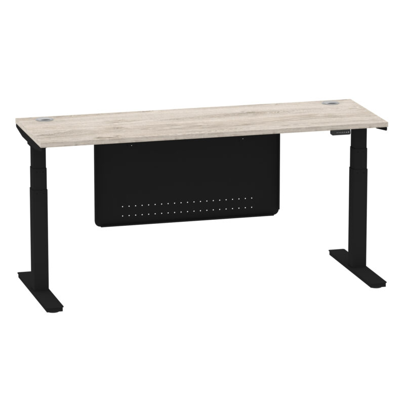 Breeze Height Adjustable Slimline Desk With Cable Ports With Steel Modesty Panel - Image 308