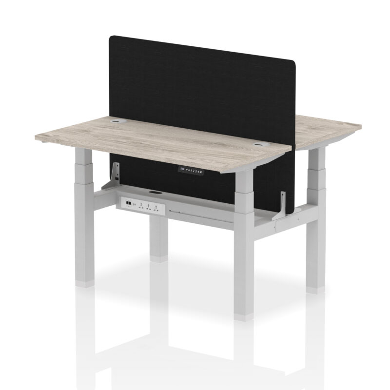 Breeze Back-to-Back Slimline Height Adjustable Bench Desk - 2 Person with Black Straight Screen - Image 8