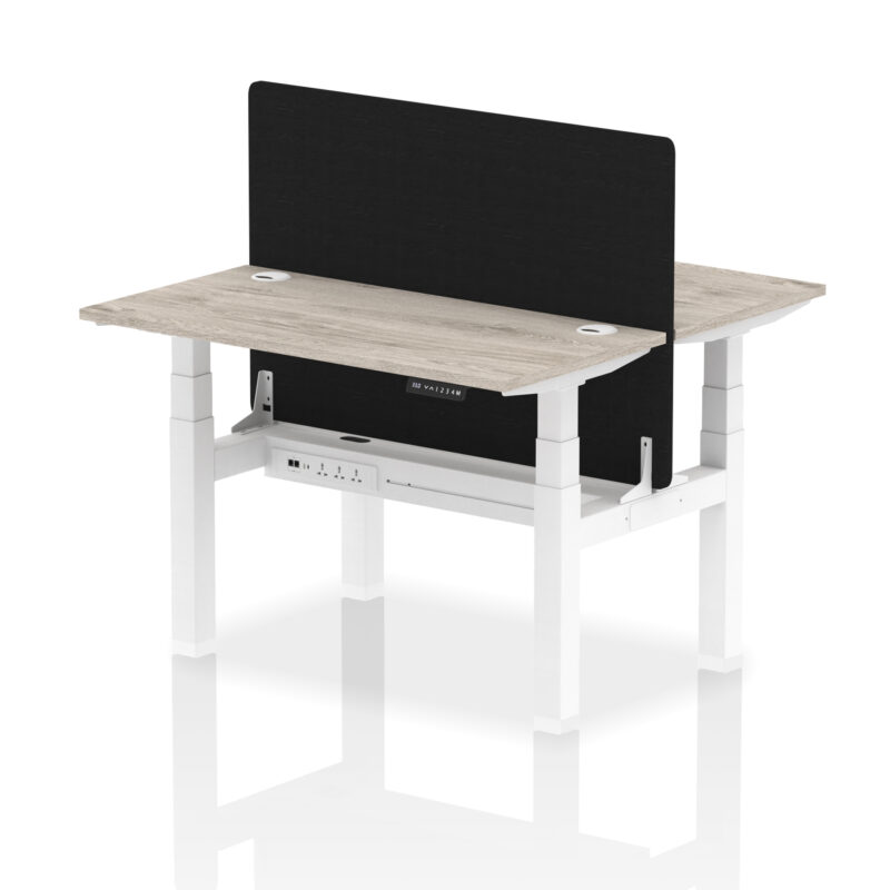 Breeze Back-to-Back Slimline Height Adjustable Bench Desk - 2 Person with Black Straight Screen - Image 9