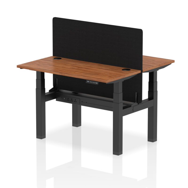 Breeze Back-to-Back Slimline Height Adjustable Bench Desk - 2 Person with Black Straight Screen - Image 16