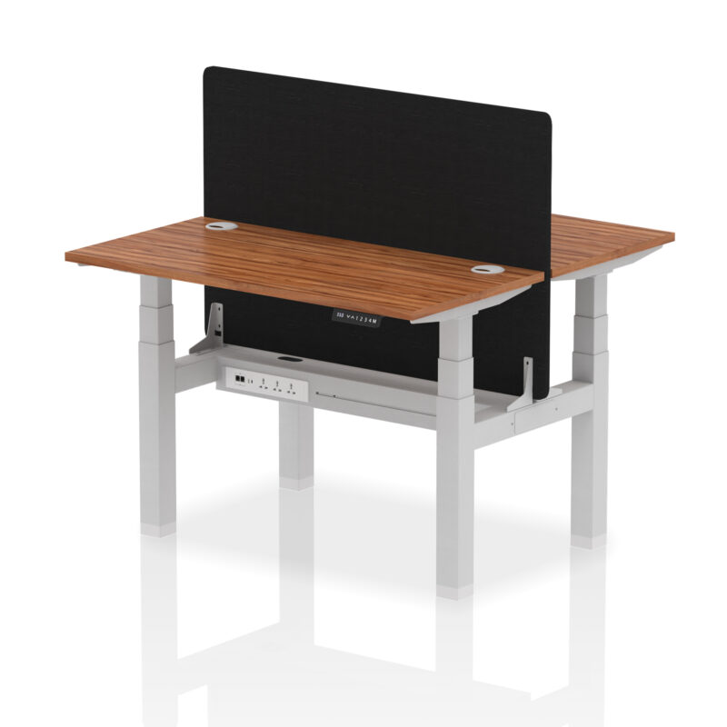 Breeze Back-to-Back Slimline Height Adjustable Bench Desk - 2 Person with Black Straight Screen - Image 17
