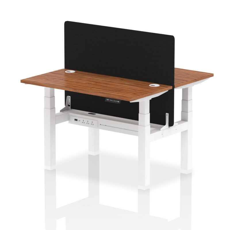 Breeze Back-to-Back Slimline Height Adjustable Bench Desk - 2 Person with Black Straight Screen - Image 18