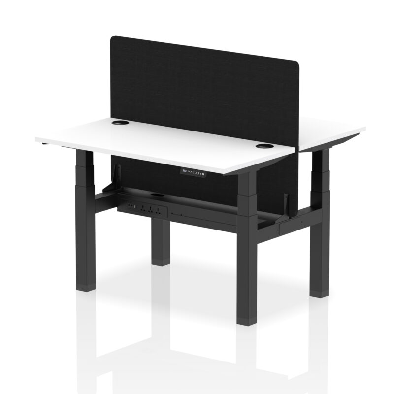 Breeze Back-to-Back Slimline Height Adjustable Bench Desk - 2 Person with Black Straight Screen - Image 19