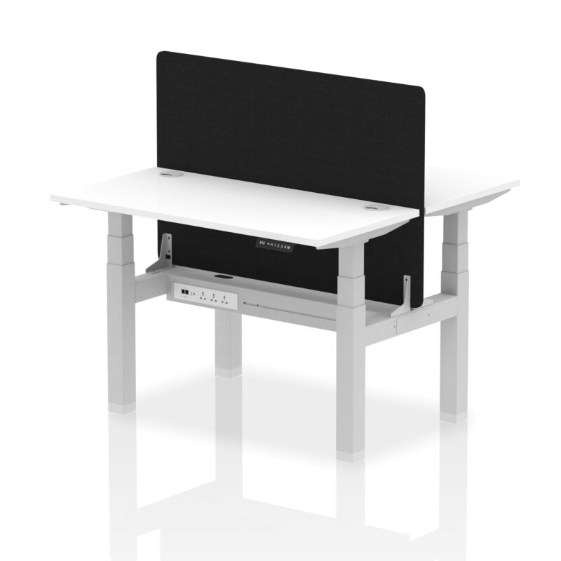 Breeze Back-to-Back Slimline Height Adjustable Bench Desk - 2 Person with Black Straight Screen - Image 20