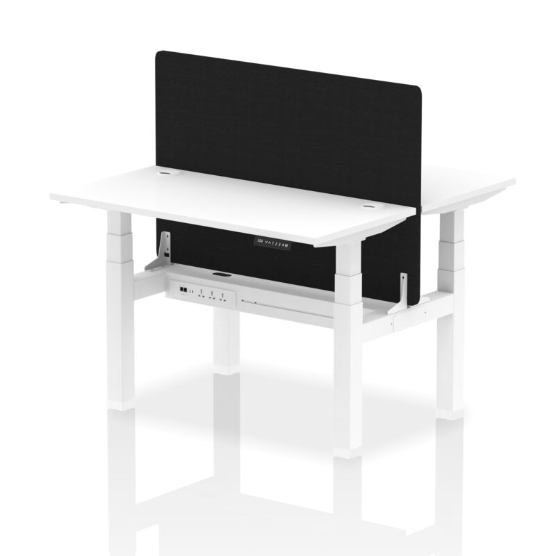 Breeze Back-to-Back Slimline Height Adjustable Bench Desk - 2 Person with Black Straight Screen - Image 21