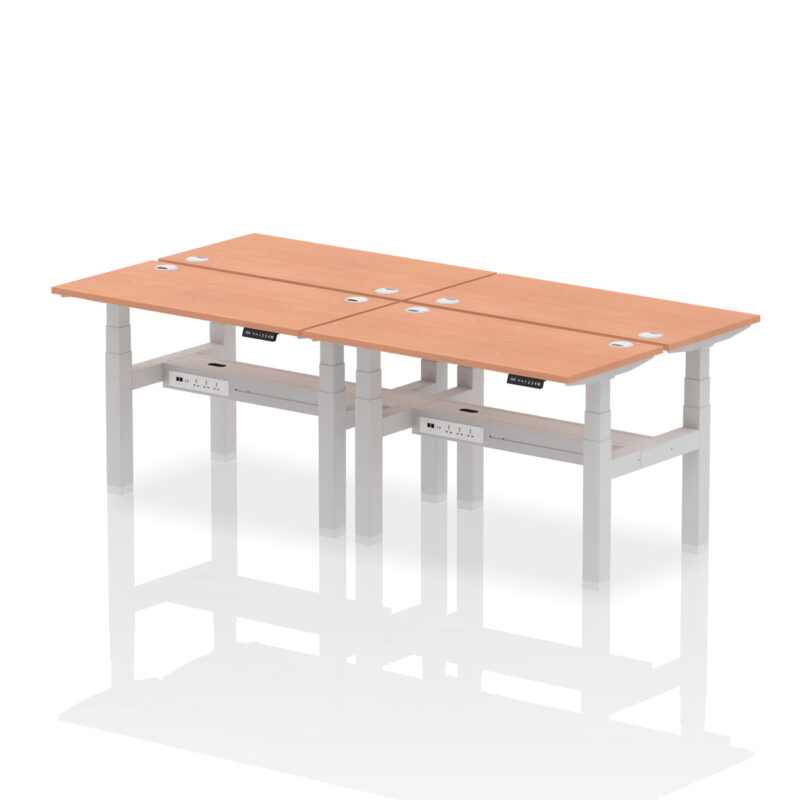 Breeze Back-to-Back Slimline Height Adjustable Bench Desk - 4 Person - Image 2