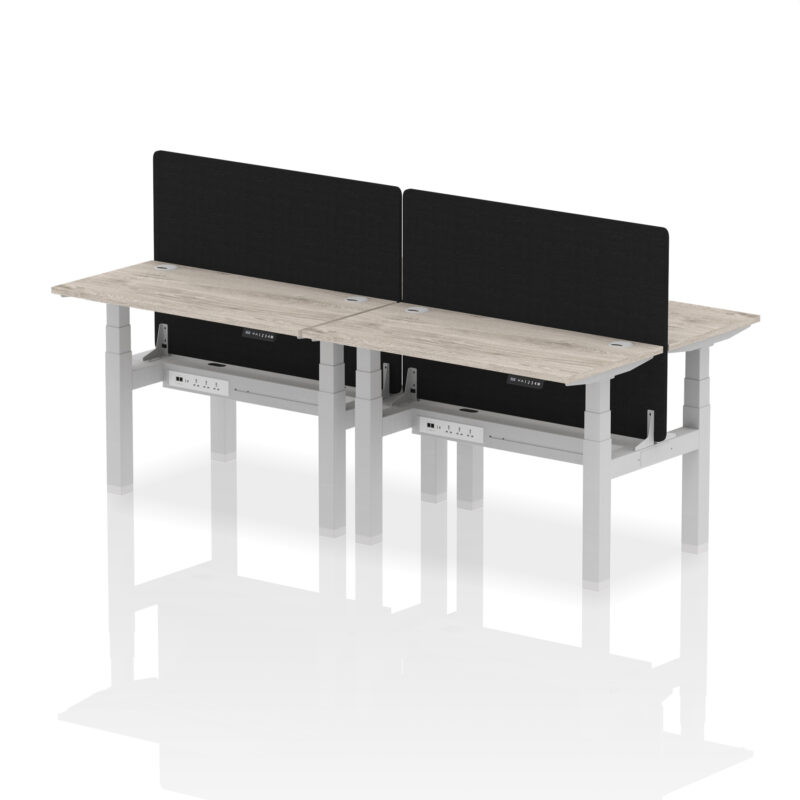 Breeze Back-to-Back Slimline Height Adjustable Bench Desk - 4 Person with Black Straight Screen - Image 8