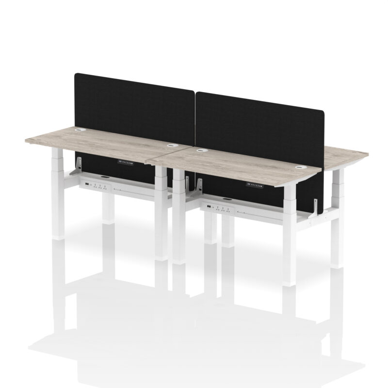 Breeze Back-to-Back Slimline Height Adjustable Bench Desk - 4 Person with Black Straight Screen - Image 9