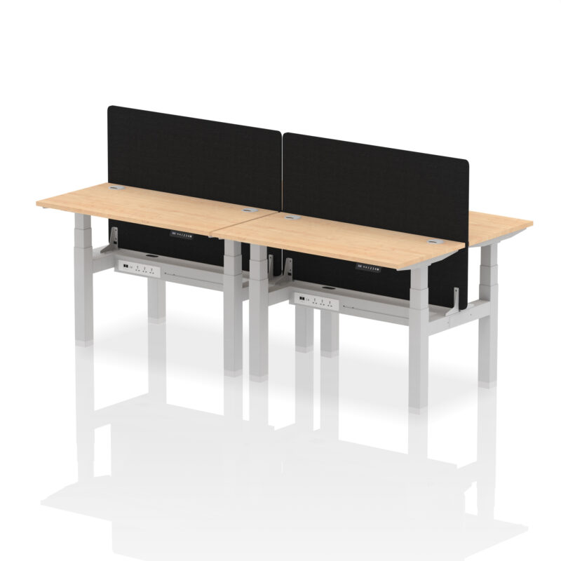 Breeze Back-to-Back Slimline Height Adjustable Bench Desk - 4 Person with Black Straight Screen - Image 11