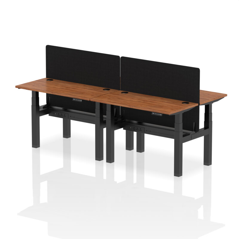 Breeze Back-to-Back Slimline Height Adjustable Bench Desk - 4 Person with Black Straight Screen - Image 16