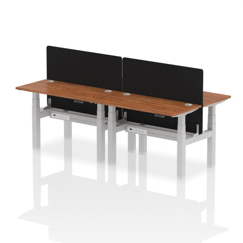 Breeze Back-to-Back Slimline Height Adjustable Bench Desk - 4 Person with Black Straight Screen - Image 17