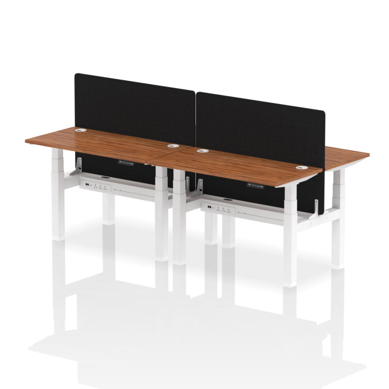 Breeze Back-to-Back Slimline Height Adjustable Bench Desk - 4 Person with Black Straight Screen - Image 18