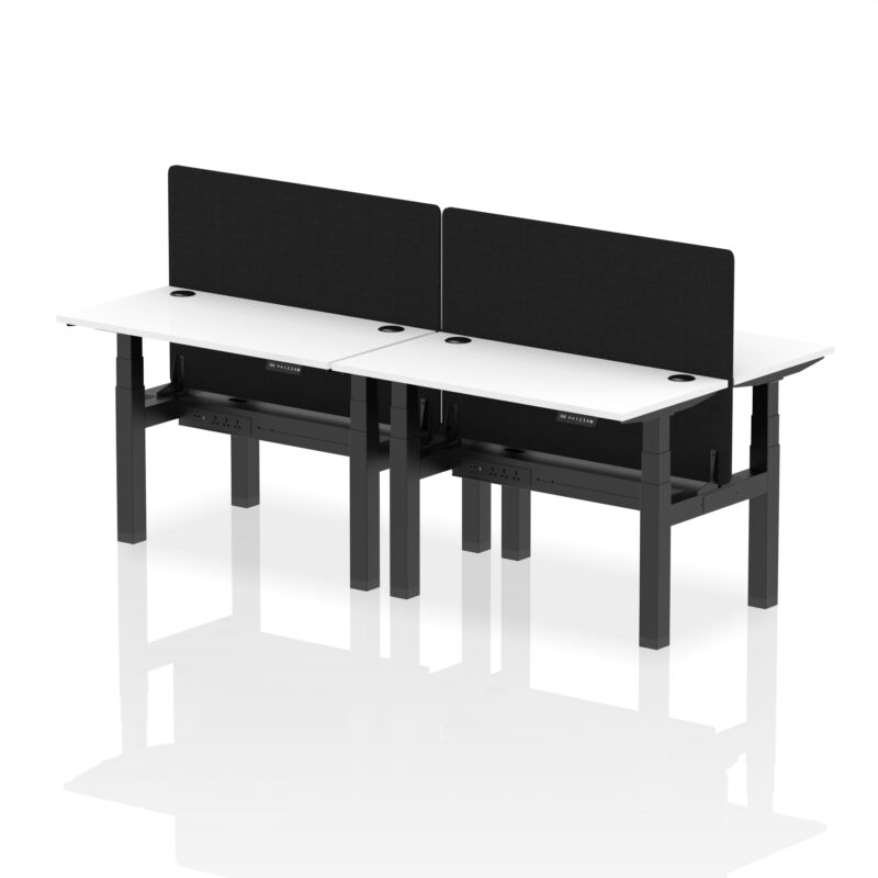 Breeze Back-to-Back Slimline Height Adjustable Bench Desk - 4 Person with Black Straight Screen - Image 19