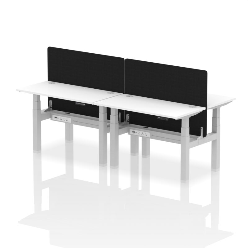 Breeze Back-to-Back Slimline Height Adjustable Bench Desk - 4 Person with Black Straight Screen - Image 20