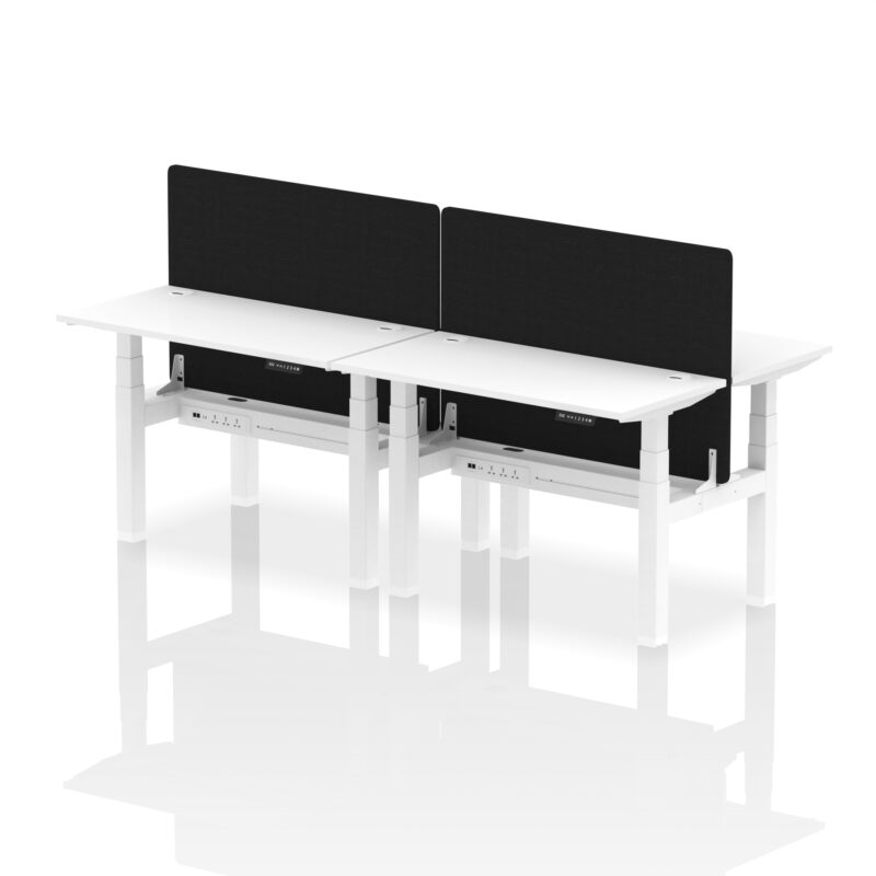Breeze Back-to-Back Slimline Height Adjustable Bench Desk - 4 Person with Black Straight Screen - Image 21