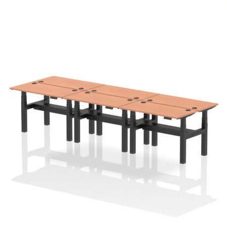 Breeze Back-to-Back Slimline Height Adjustable Bench Desk - 6 Person