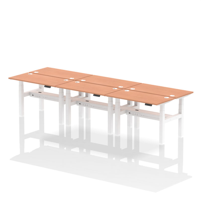 Breeze Back-to-Back Slimline Height Adjustable Bench Desk - 6 Person - Image 3