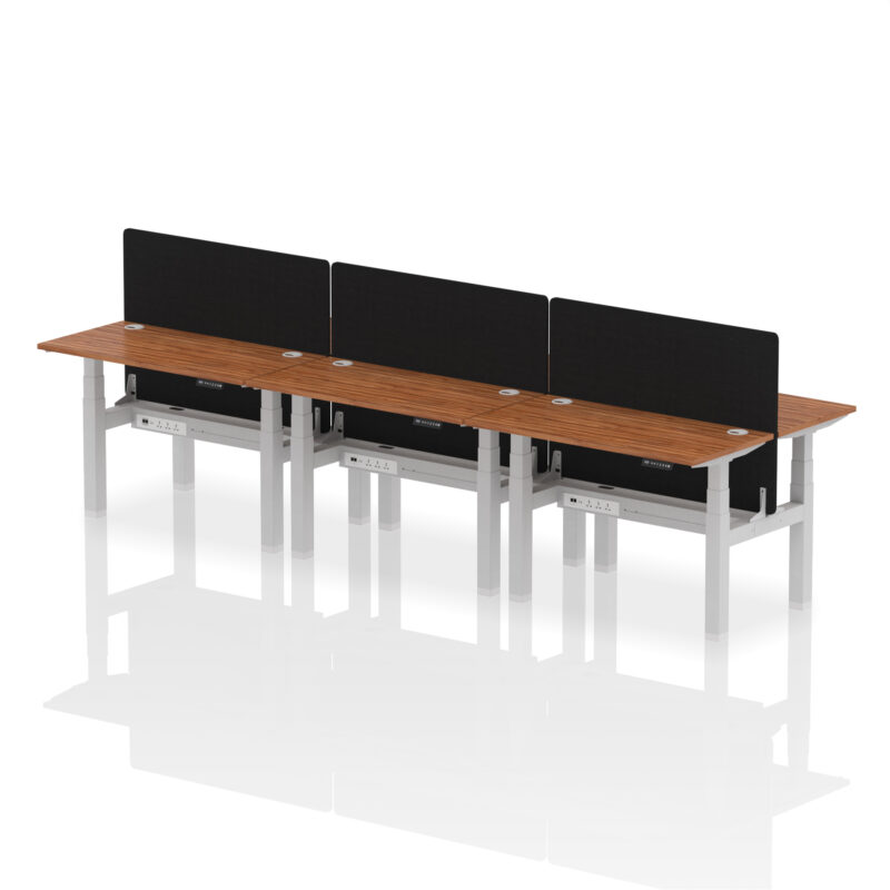 Breeze Back-to-Back Slimline Height Adjustable Bench Desk - 6 Person with Black Straight Screen - Image 17