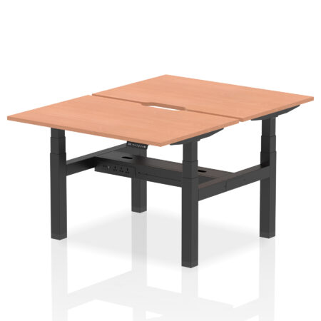 Breeze Back-to-Back Scalloped Edge Height Adjustable Bench Desk - 2 Person