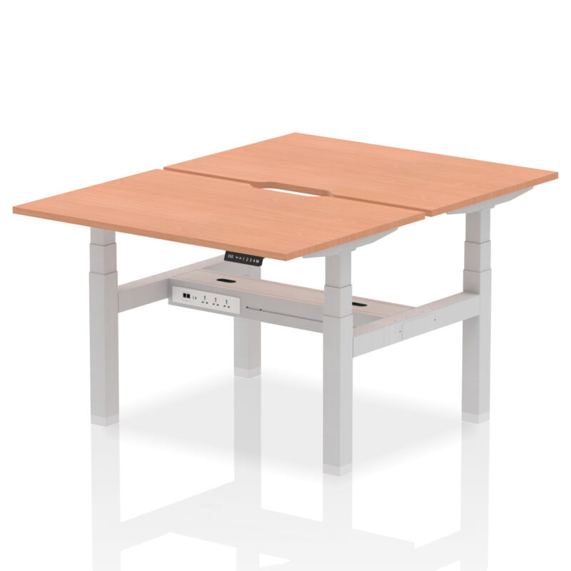 Breeze Back-to-Back Scalloped Edge Height Adjustable Bench Desk - 2 Person - Image 2
