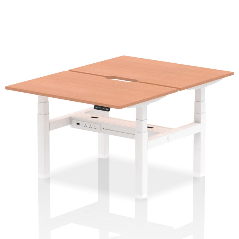 Breeze Back-to-Back Scalloped Edge Height Adjustable Bench Desk - 2 Person - Image 3