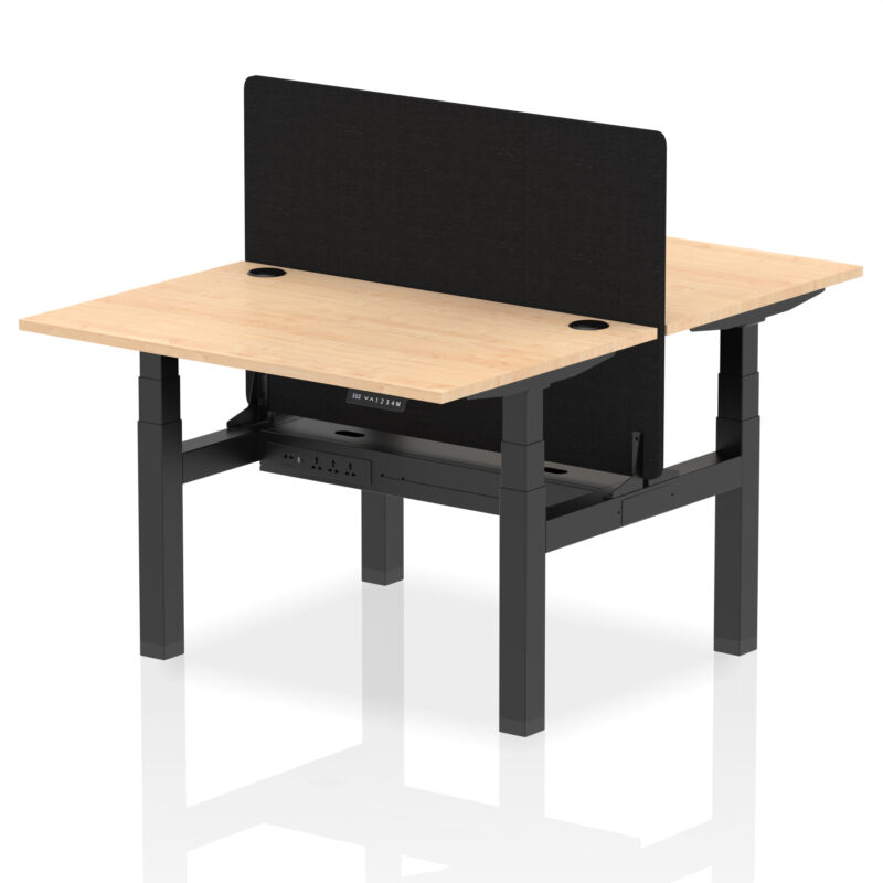 Breeze Back-to-Back Height Adjustable Bench Desk - 2 Person with Black Straight Screen - Image 10