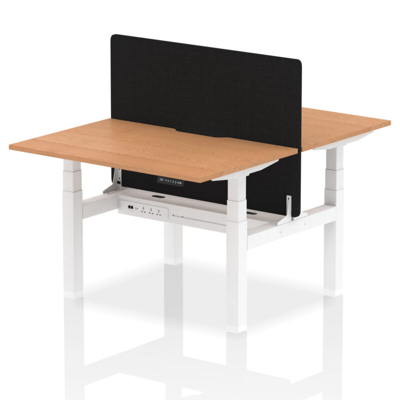 Breeze Back-to-Back Scalloped Edge Height Adjustable Bench Desk - 2 Person with Black Straight Screen - Image 12