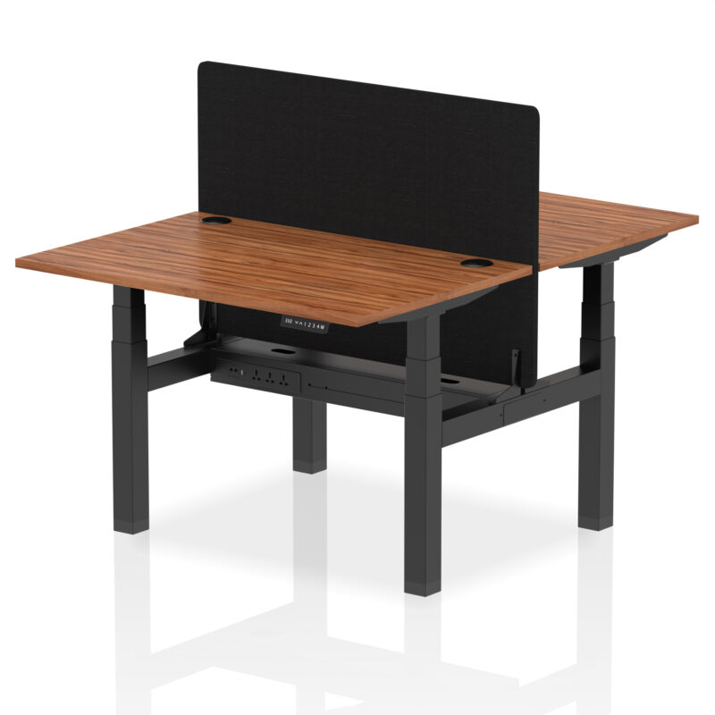 Breeze Back-to-Back Height Adjustable Bench Desk - 2 Person with Black Straight Screen - Image 16