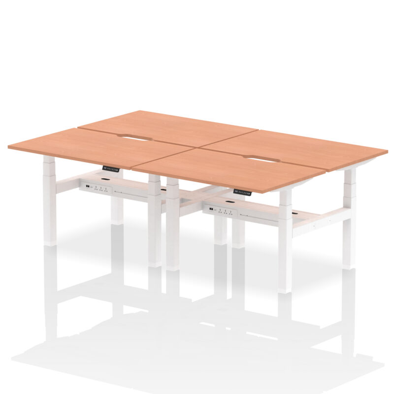 Breeze Back-to-Back Scalloped Edge Height Adjustable Bench Desk - 4 Person - Image 3