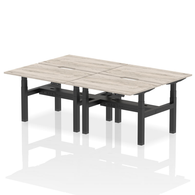 Breeze Back-to-Back Scalloped Edge Height Adjustable Bench Desk - 4 Person - Image 4