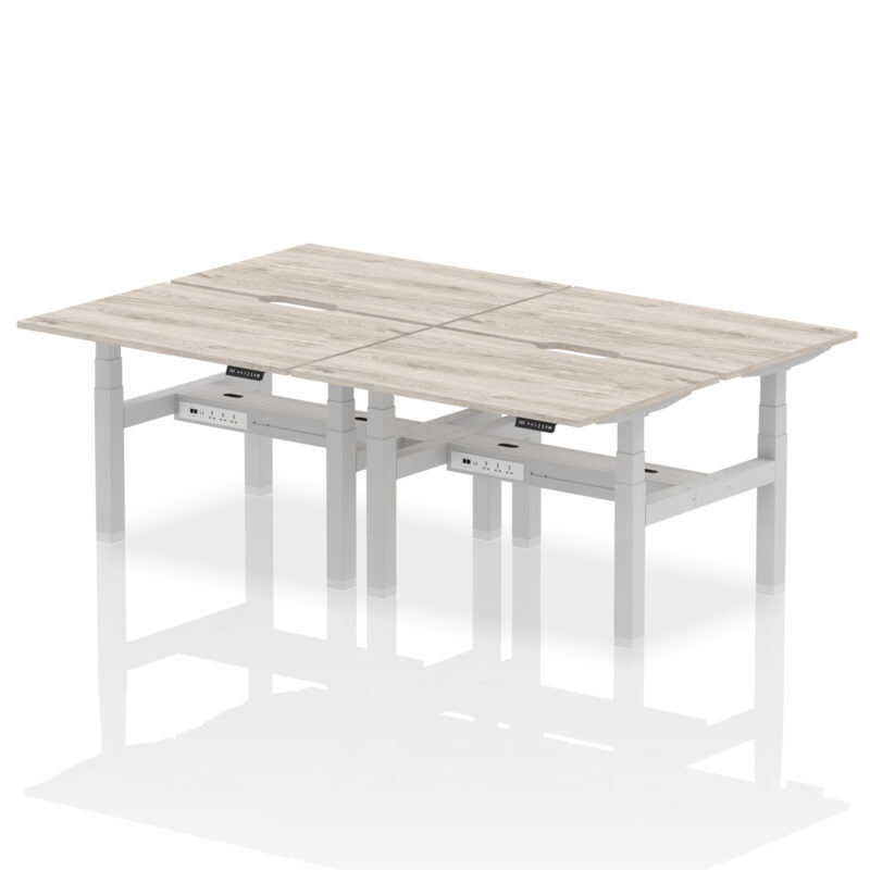 Breeze Back-to-Back Scalloped Edge Height Adjustable Bench Desk - 4 Person - Image 5