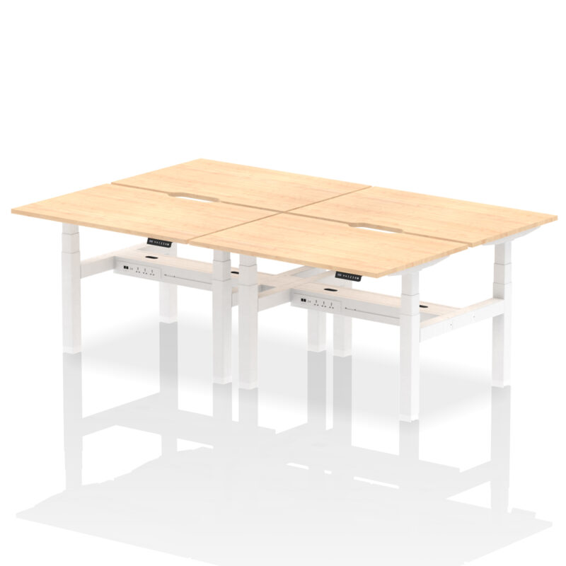 Breeze Back-to-Back Scalloped Edge Height Adjustable Bench Desk - 4 Person - Image 9
