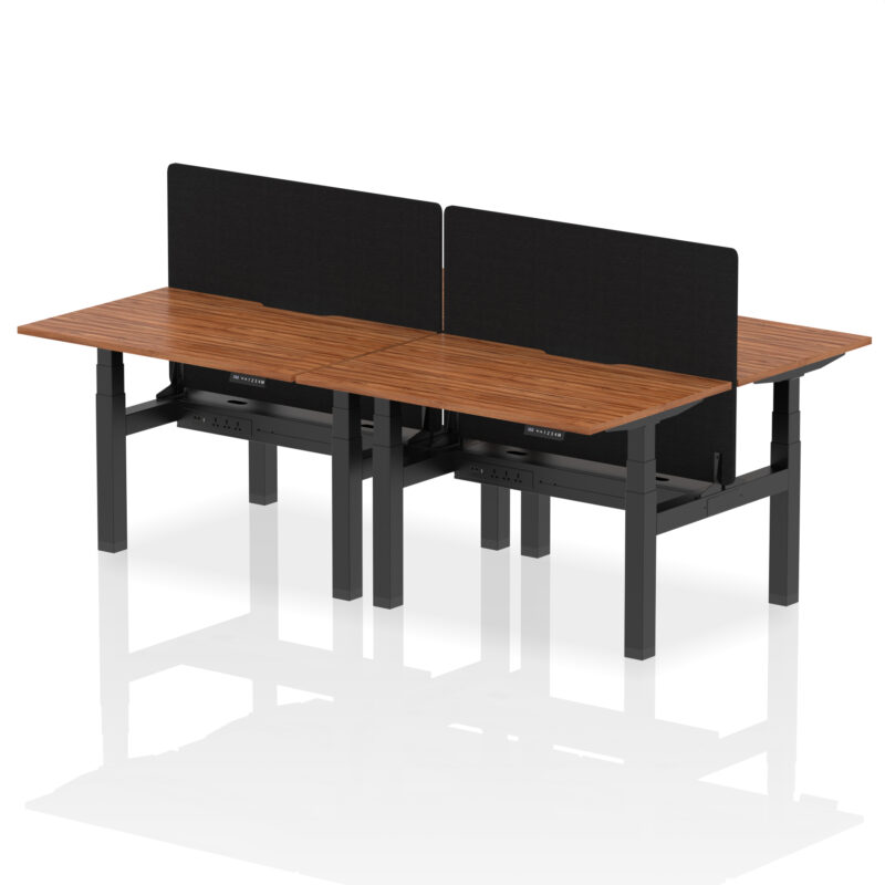 Breeze Back-to-Back Scalloped Edge Height Adjustable Bench Desk - 4 Person with Black Straight Screen - Image 13