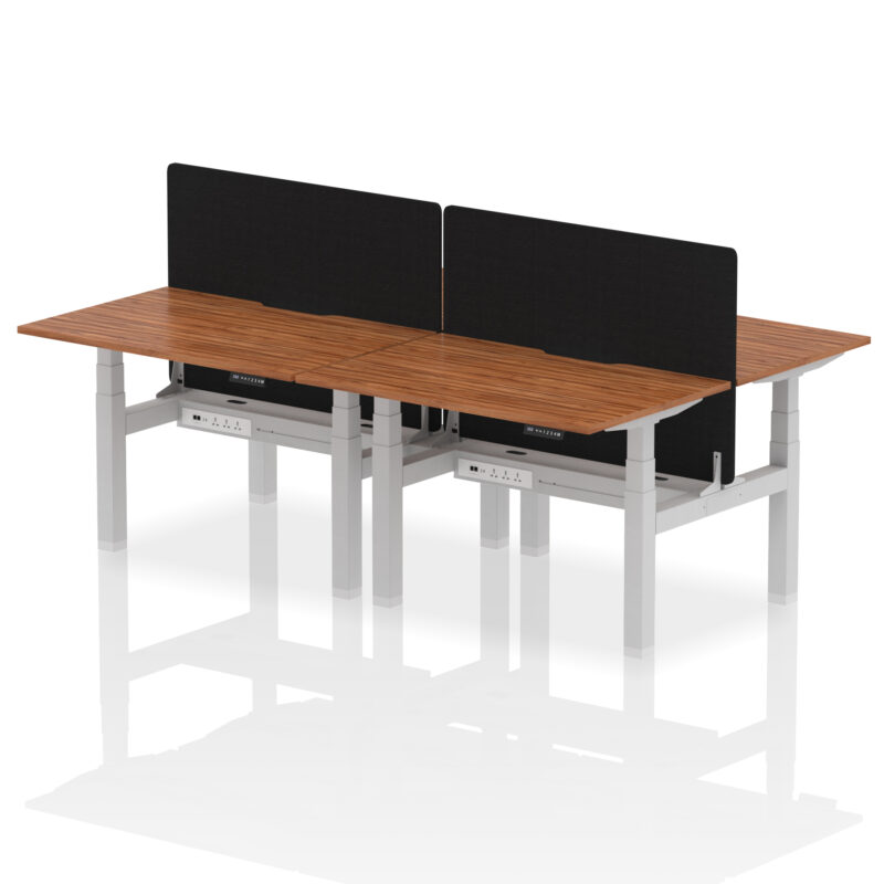 Breeze Back-to-Back Scalloped Edge Height Adjustable Bench Desk - 4 Person with Black Straight Screen - Image 14