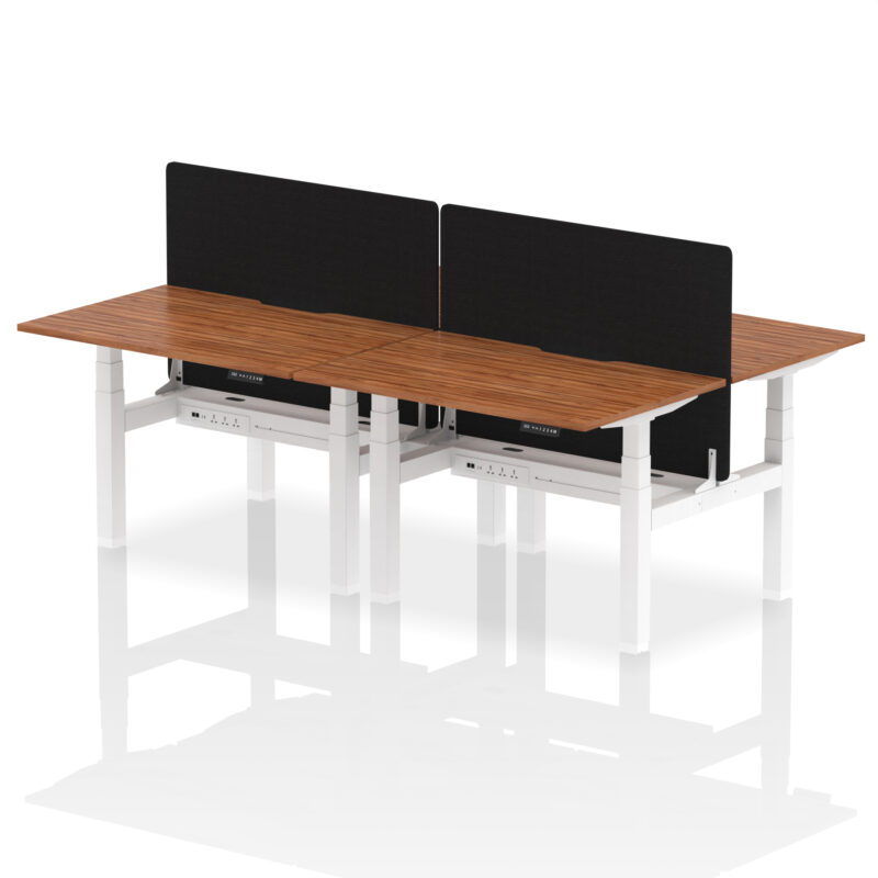 Breeze Back-to-Back Scalloped Edge Height Adjustable Bench Desk - 4 Person with Black Straight Screen - Image 15