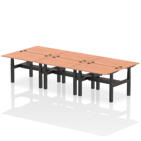 Breeze Back-to-Back Height Adjustable Bench Desk - 6 Person