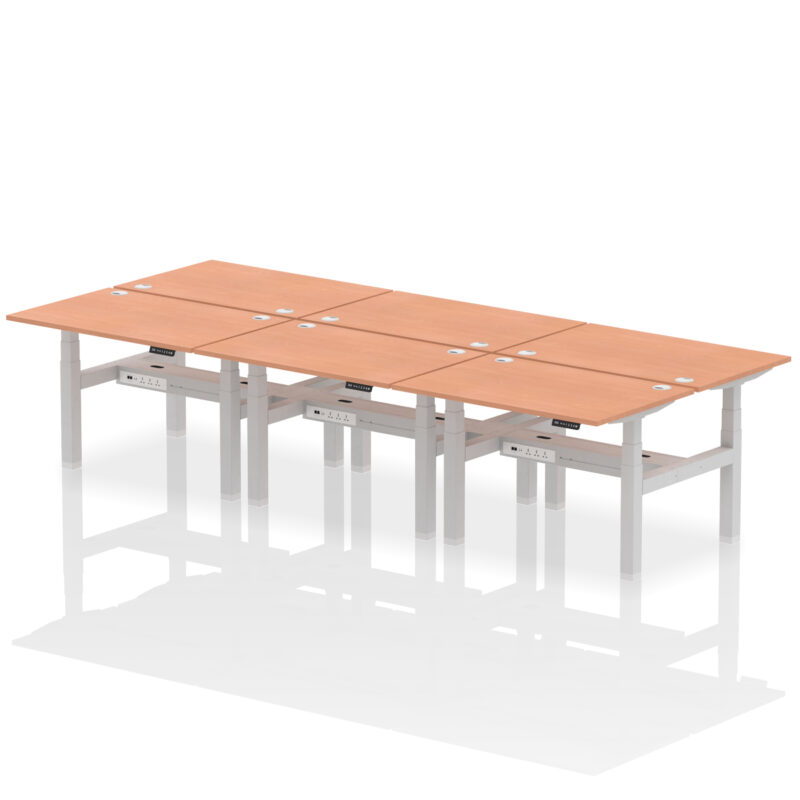 Breeze Back-to-Back Height Adjustable Bench Desk - 6 Person - Image 2