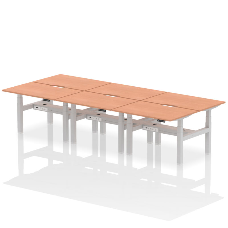 Breeze Back-to-Back Scalloped Edge Height Adjustable Bench Desk - 6 Person - Image 2