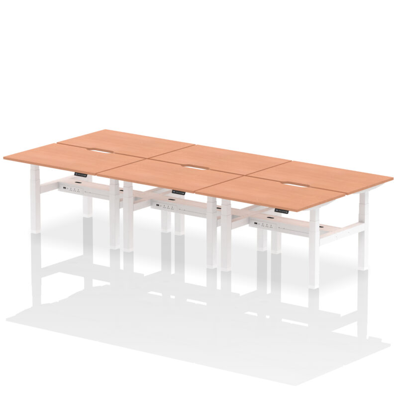 Breeze Back-to-Back Scalloped Edge Height Adjustable Bench Desk - 6 Person - Image 3