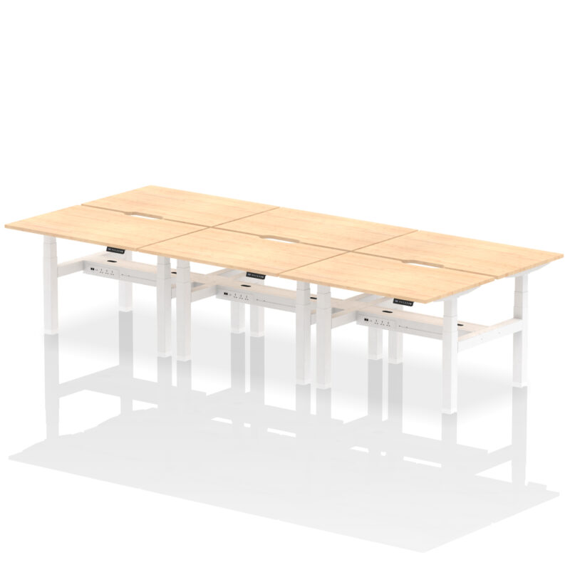 Breeze Back-to-Back Scalloped Edge Height Adjustable Bench Desk - 6 Person - Image 9