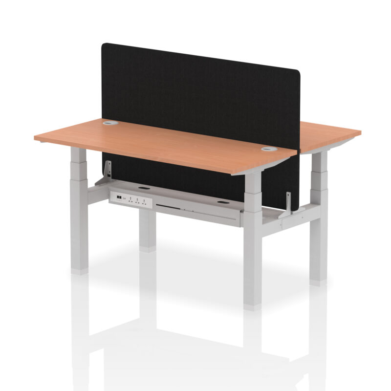 Breeze Back-to-Back Slimline Height Adjustable Bench Desk - 2 Person with Black Straight Screen - Image 23
