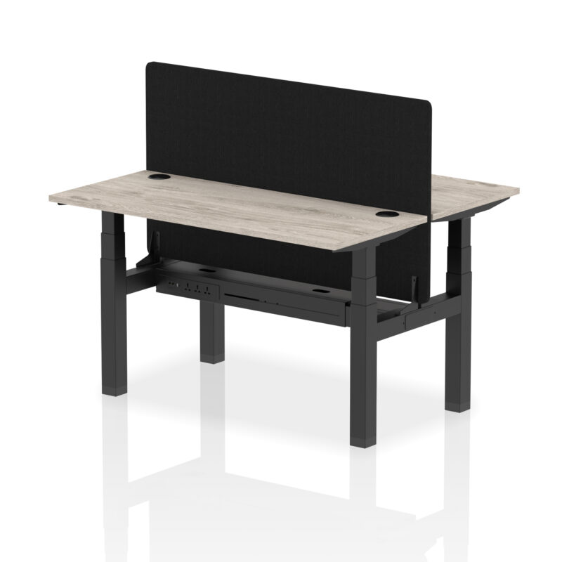 Breeze Back-to-Back Slimline Height Adjustable Bench Desk - 2 Person with Black Straight Screen - Image 28
