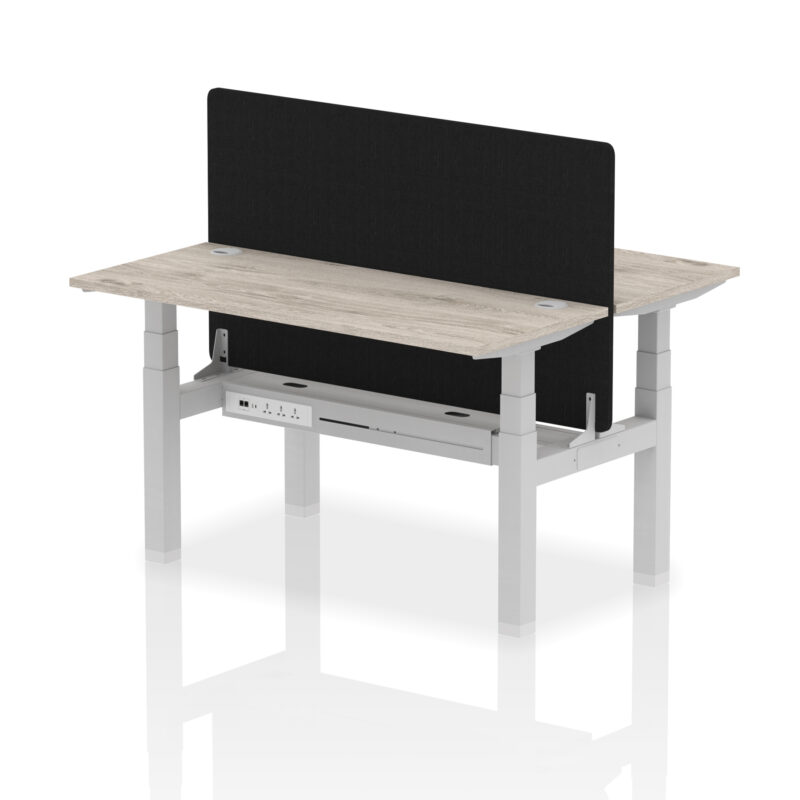 Breeze Back-to-Back Slimline Height Adjustable Bench Desk - 2 Person with Black Straight Screen - Image 29