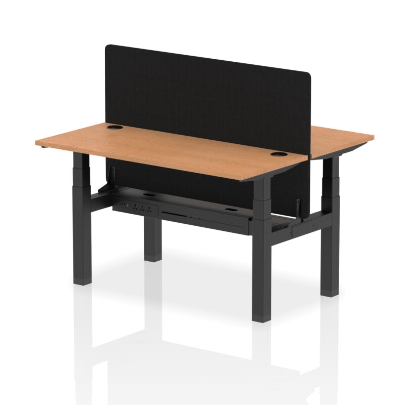 Breeze Back-to-Back Slimline Height Adjustable Bench Desk - 2 Person with Black Straight Screen - Image 34