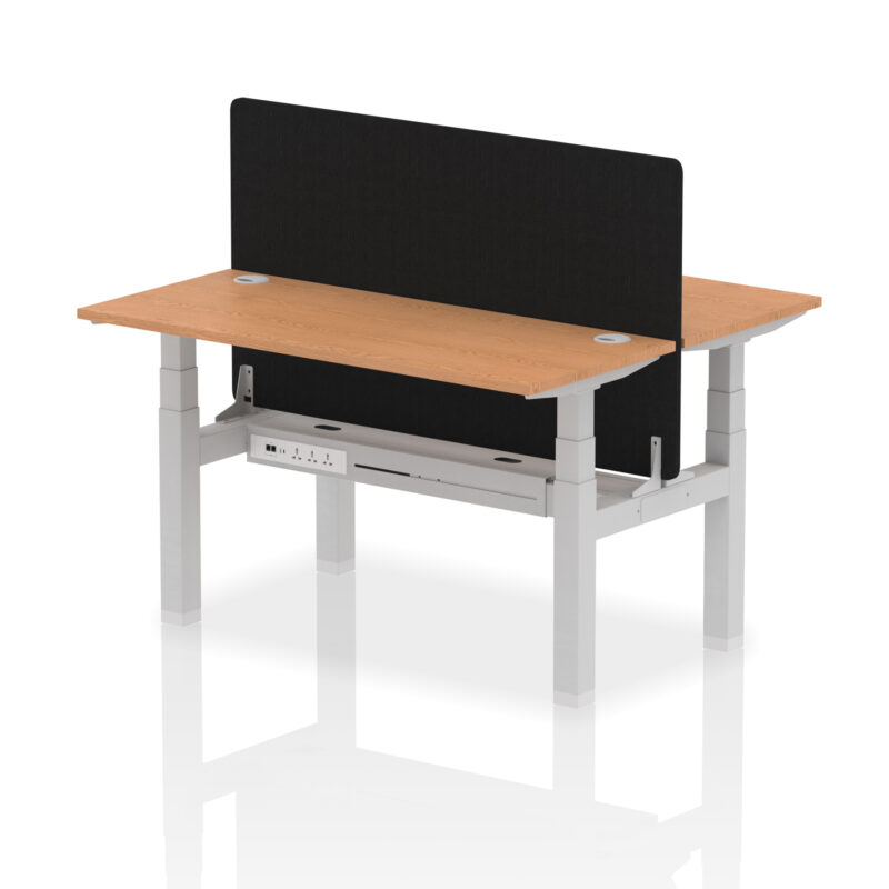 Breeze Back-to-Back Slimline Height Adjustable Bench Desk - 2 Person with Black Straight Screen - Image 35